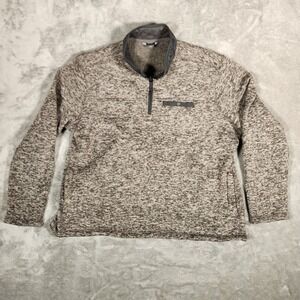 Eddie Bauer Pullover Mens XXL Brown Excellent Quarter Zip Marled Fleece EMJ15045